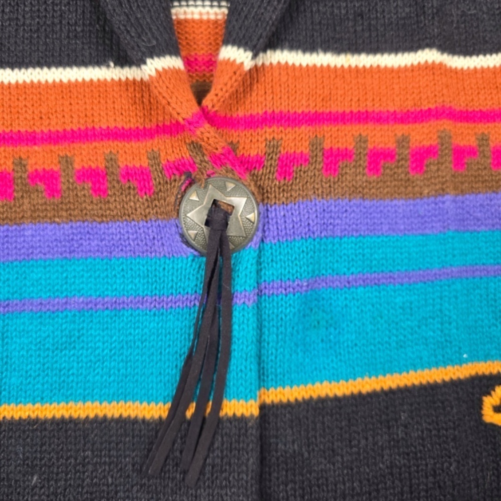 VTG- Carole Little- Womens Small Shawl collar Cardigan Southwest Aztec Sweater - Picture 3 of 11